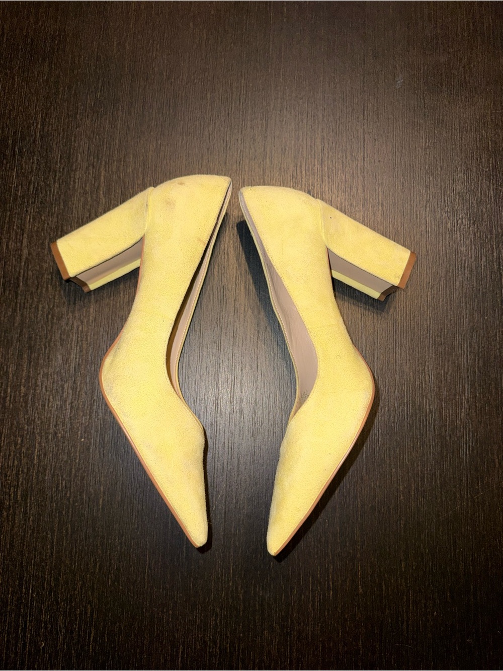 Marc Fisher Zala Pump Women Yellow Suede Pointed Toe Block Heel Size 8